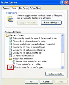 show file extensions