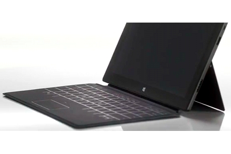 Keyboard attached Microsoft Surface Tablet Notebook with dock