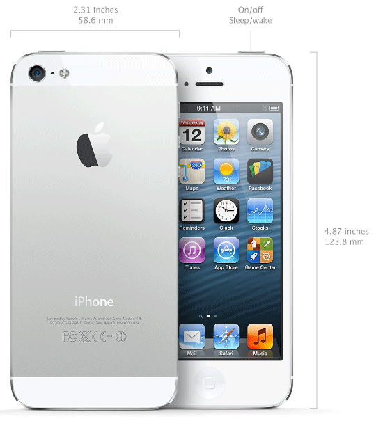 iPhone5-White-Height-Dimensions-Front-Rear-View