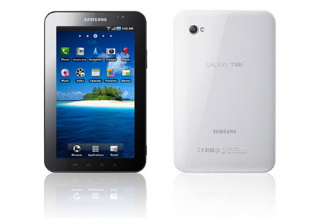 Displaying the Samsung Galaxy Tab Front and Back View