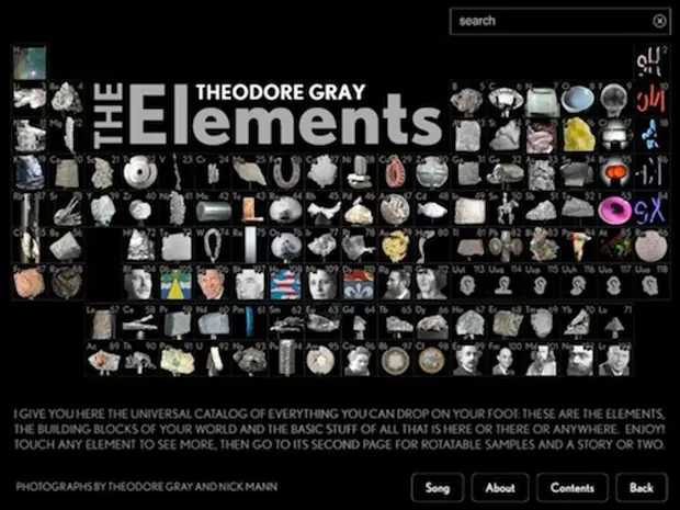 A visual science exploration using the elements app