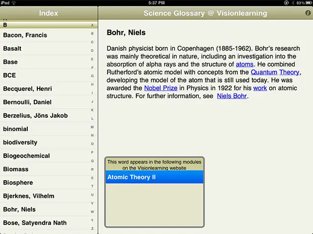 Apps for science students and science glossary