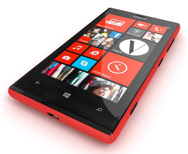 Front view of Nokia Lumia red color model