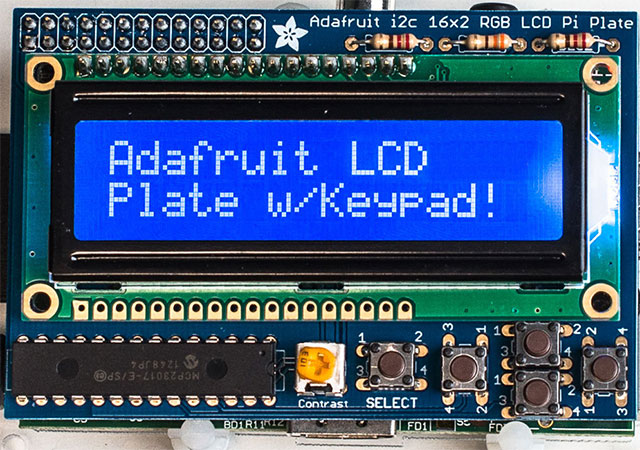 LCD Display for Raspberry Pi Adafruit LCD display