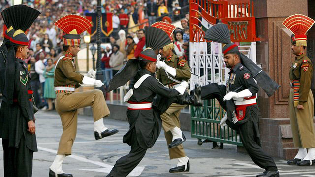 tourist highlight at the wagah border in India