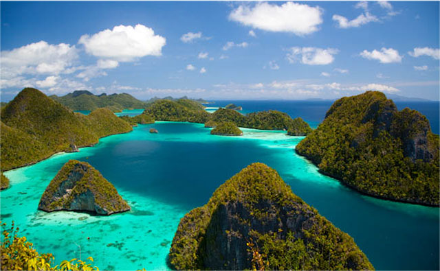 small islands in natural oceanic area of Indonesia
