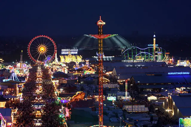bavarian event with giant carousel at the Oktoberfest