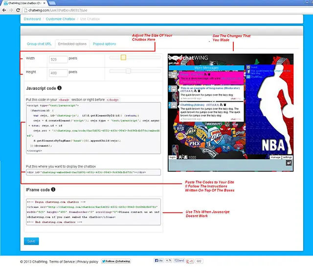 Embedded Options chat options embedded plugin