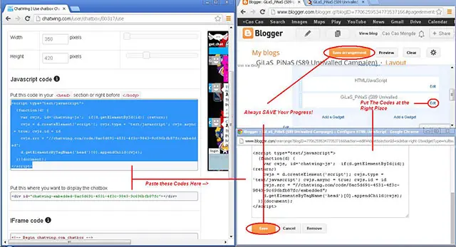 Embedding Pasting setup blog chat widget