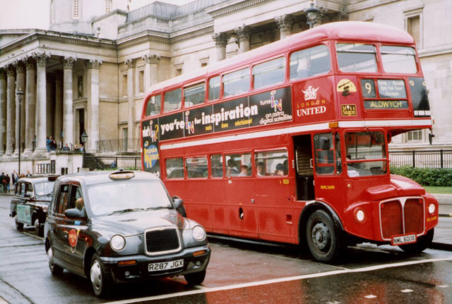 travel by bus or taxi in London, United Kingdom, Great Britain