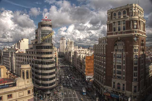 Spanish travel destination in Madrid - The Gran Via - party travel tours