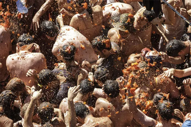 Spanish La Tomatina festival in spain annual tomatoe party travel fun la toma tina