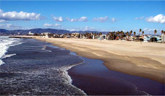 great surfing weather at California's beaches in Los Angeles, U.S.A.