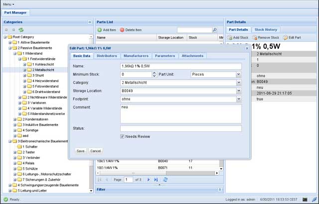 inventory software and free open source management tools for POS and inventory PartKeepr
