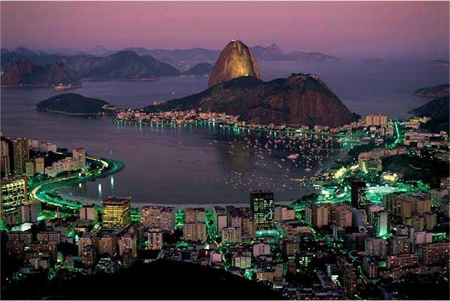 wonderful view of Rio de Janeiro with sugar loaf mountain in the background colorful Brazilian nightlife
