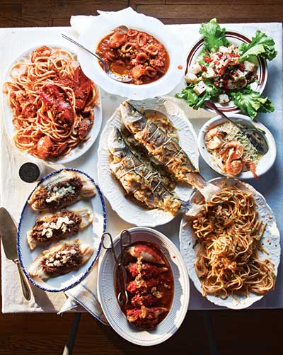 party travel christmas special dishes for the feast of 7 fishes in Italy
