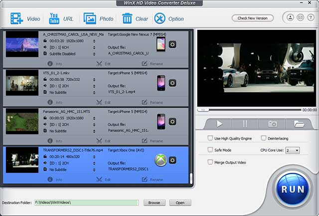 movies on ipad convertion by WinX HD video converter app