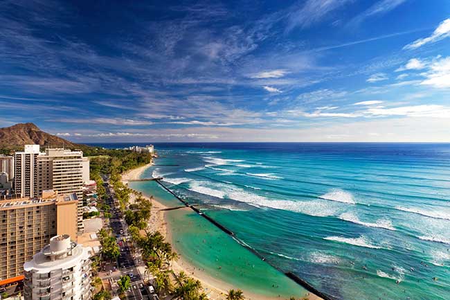 beautiful travel destination on the U.S. Island of Hawaii Waikiki Beach Oahu