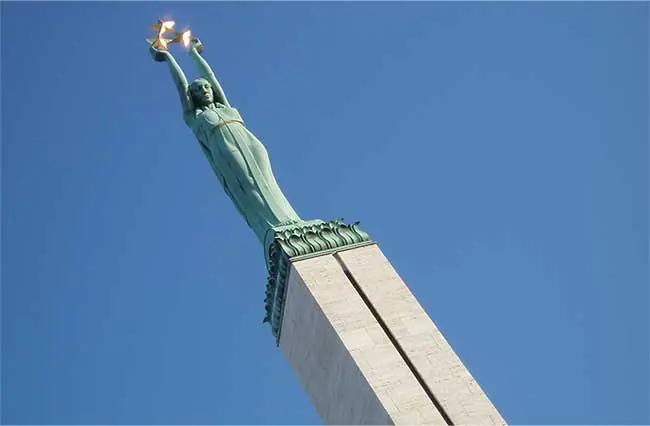 Beautiful country of Latvia and Freedom Monument in Riga