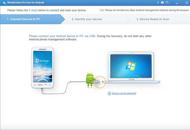 User Interface of DrFone for Android application