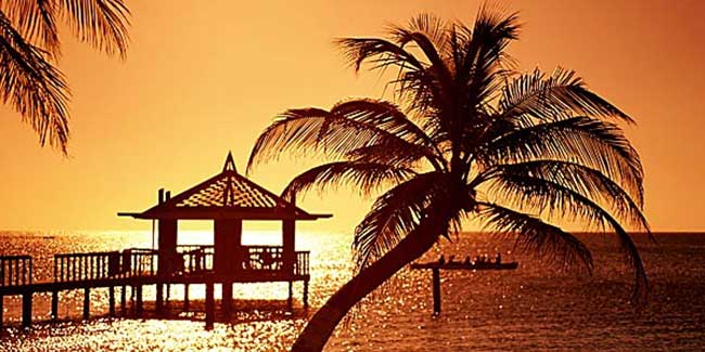 wonderful sunset in deep orange colors at Miami's Beach in Florida, U.S.
