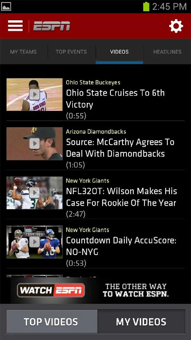 ESPN ScoreCenter Android Droid Galaxy Sports App Center review
