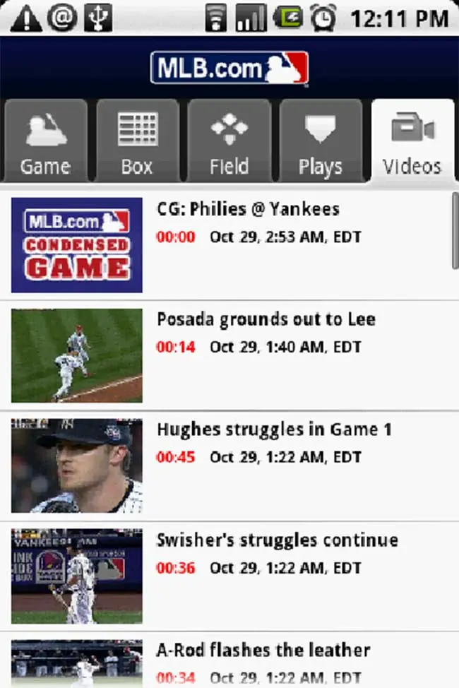 MLB.com At Bat sport sports app for android in the review test big screen