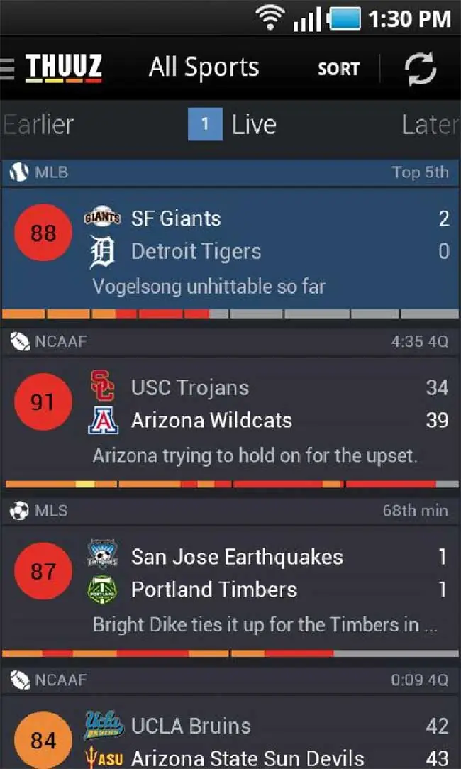 Thuuz Sports app famous sports application for android review