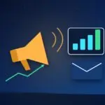 Megaphone, a rising chart and an e-mail campaign envelope