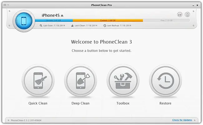 phoneclean iphone steps wizard