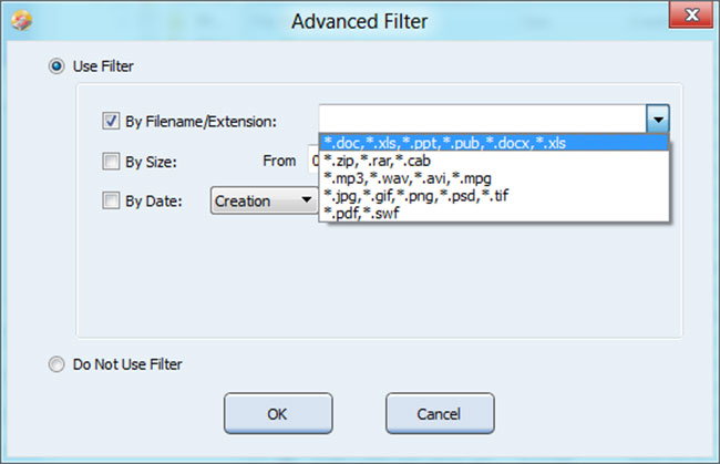 minitool data recovery tool advanced filter