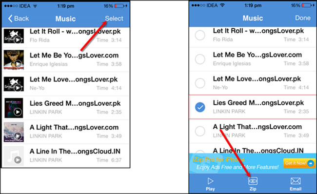 music app user interface