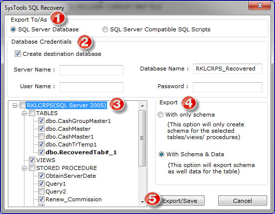 sql recovery controls wizard