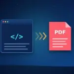 HTML code window converted into a PDF document