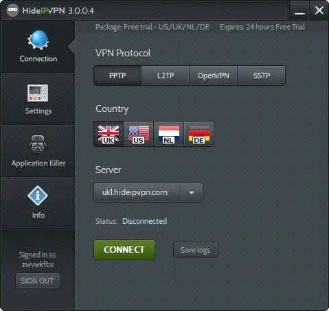 HideIPvpn Connection HideIPvpn Connection