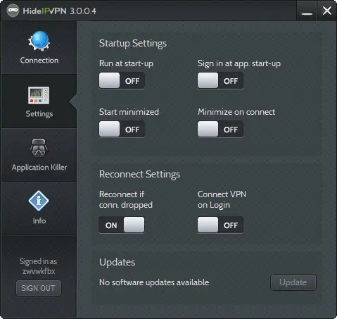 HideIPvpn Settings HideIPvpn Settings