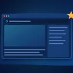 New web browser window with an address bar, a page layout and a star