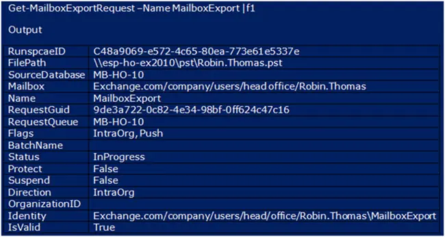 status report of export process