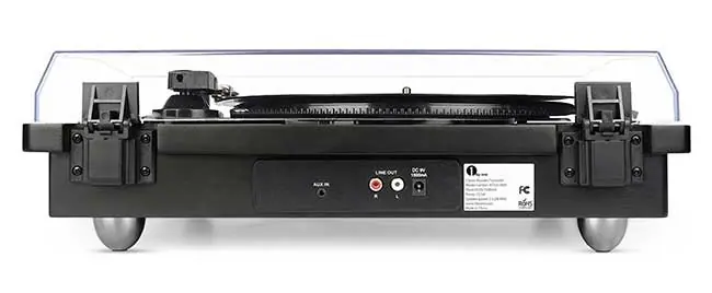belt-driven turntable with Bluetooth rear side