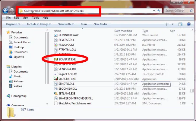 Outlook SCANPST