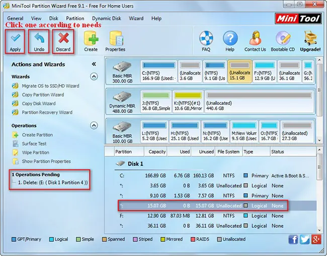 erase partition minitool
