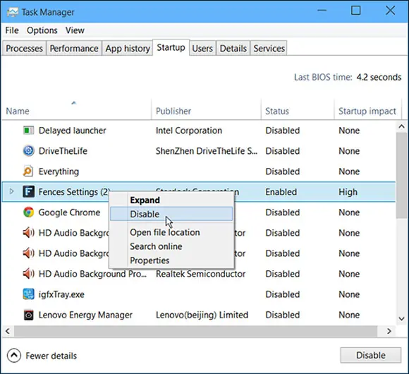 task manager config