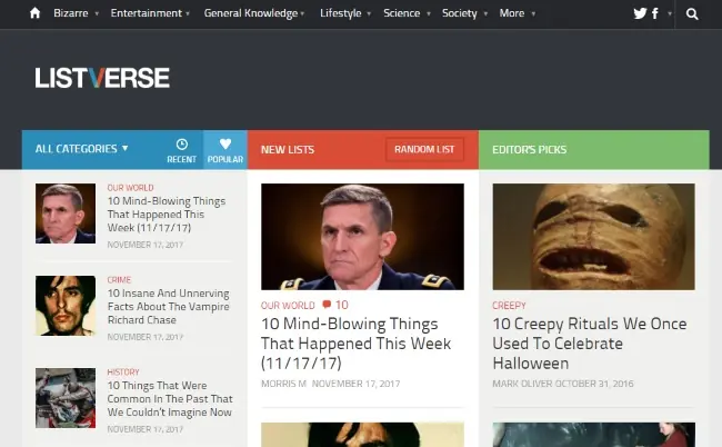 Listverse website