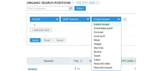 Multiple SERP features