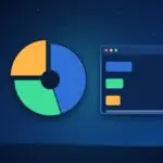 Disk shown as a pie chart of partitions with one slice pulled out, next to a partition list
