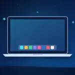 Laptop with a dock full of colorful app icons
