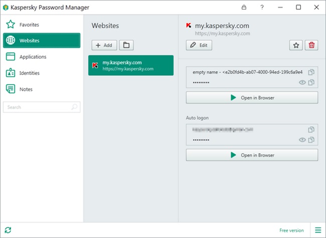 password manager from Kaspersky 