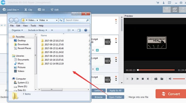 choose an output folder destination