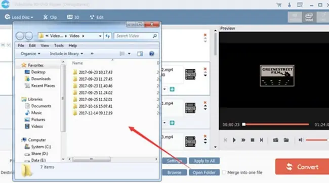 choose an output folder destination