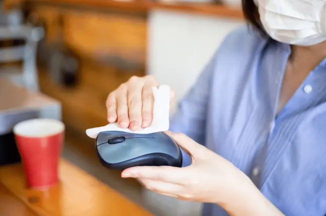 Similar to a keyboard, it would first be wise to dampen a microfiber cloth down and scrub your device gently